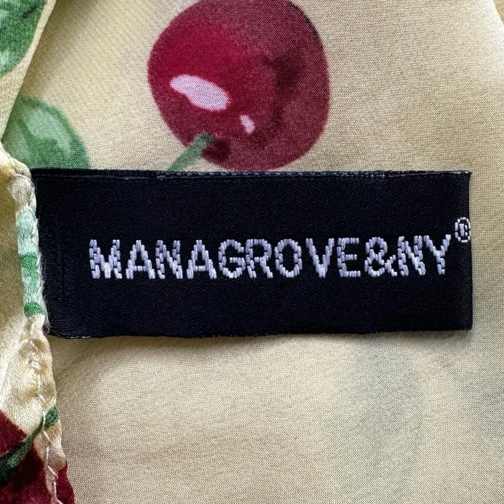 Managrove & NY 100% Silk Cherry Print Scarf